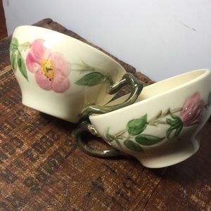 Franciscan Cream white Rose Flower Tea Cups Vintag